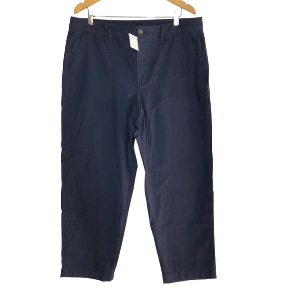J. Crew Factory Camp Pants Straight Leg Ankle 100% Cotton Navy Blue NWT 16 - Picture 2 of 9